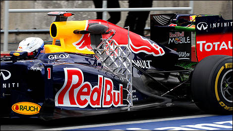 La Red Bull de Vettel &eacute;tait munie de ce support &agrave; tubes de Pitot.