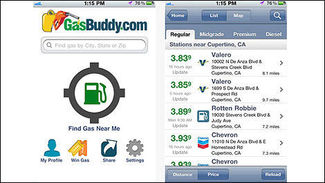 GasBuddy.com Application for iPhone