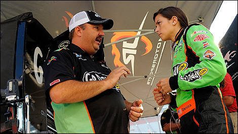 Tony Eury Jr. with his former driver, Danica Patrick.