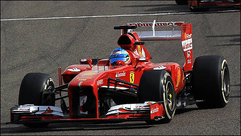 Alonso's Ferrari running with the inverted flap.