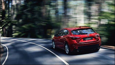 2014 Mazda3 rear 3/4 view