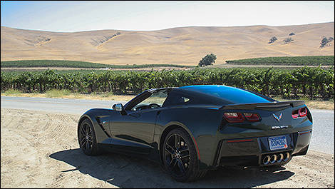 2014 Chevrolet Corvette Stingray rear 3/4 view