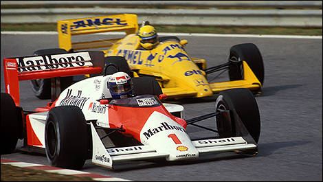 Alain Prost et Ayrton durant le Grand Prix du Portugual 1987