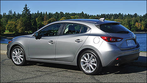 2014 Mazda3 rear 3/4 view