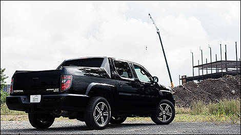 2012 Honda Ridgeline rear 3/4 view