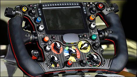 Steering wheel of the Sauber C33 F1 car