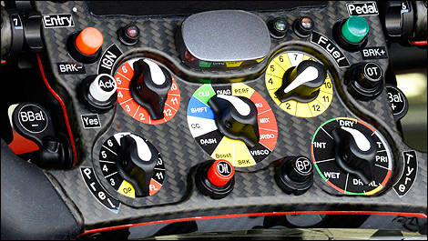 Steering wheel of the Sauber C33 F1 car