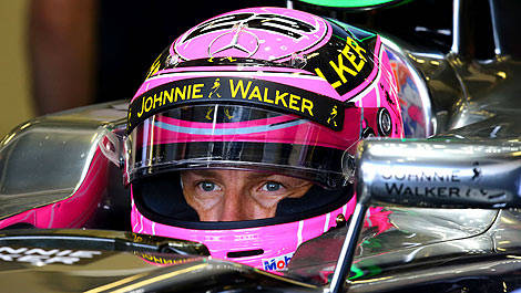 F1 Jenson Button pink helmet