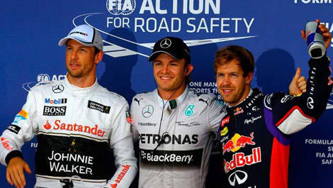 Jenson Button, Nico Rosberg, Sebastian Vettel