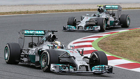F1 Mercedes W05 Lewis Hamilton Nico Rosberg