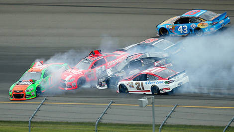 Danica Patrick, driver of the No. 10 GoDaddy Chevrolet triggered a pile-up.