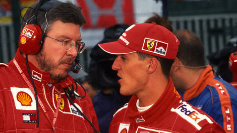 Ross Brawn Michael Schumacher Ferrari F1