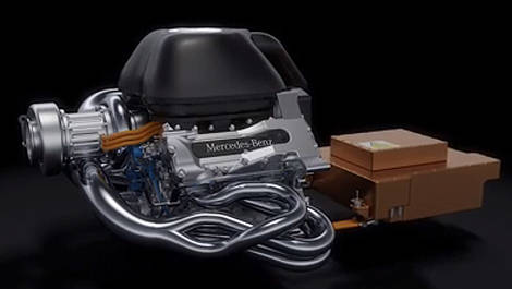 F1 Mercedes V6 turbo hybrid engine