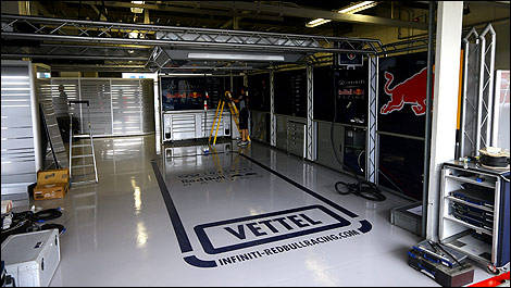 F1 Red Bull garage Sebastian Vettel