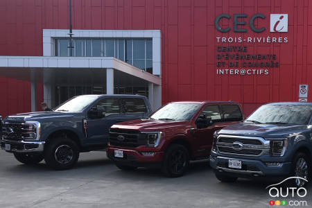 The new F-250 (left) is certainly larger than the F-150.