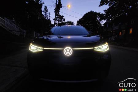 A Volkswagen ID.4  at dusk