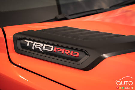 2022 Toyota Tundra TRD Pro, badging on hood