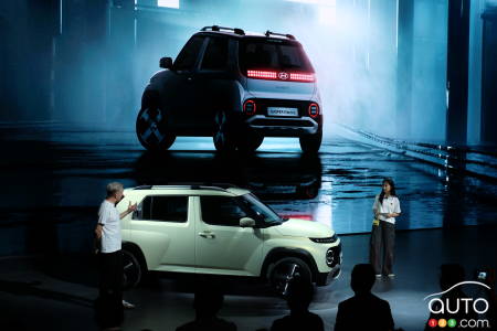 Le Hyundai Inster lors de sa présentation au Salon de Busan, en Corée du Sud