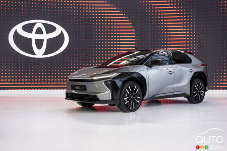 The 2026 Toyota bZ4X, three-quarters front