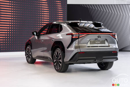 The 2026 Toyota bZ4X, three-quarters rear