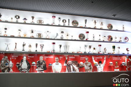Some of the trophies won by the Scuderia Ferrari.