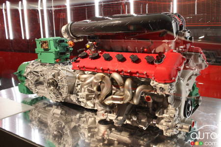 The V12 hybrid engine of the Ferrari FXX-K (2014).