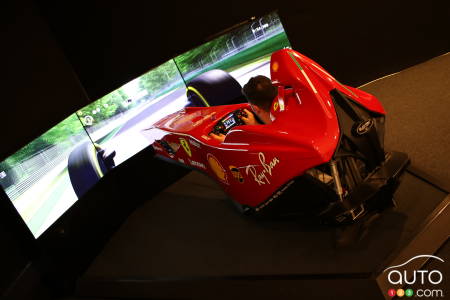 The driving simulator at the Ferrari museum in Maranello.