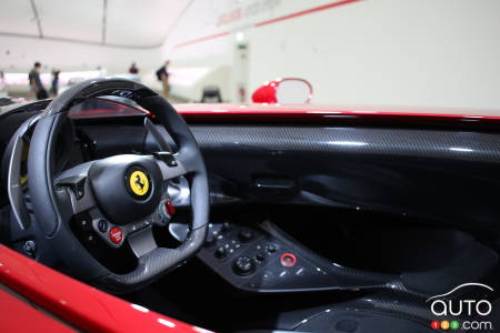 The interior of the Ferrari Monza SP1 (2018).