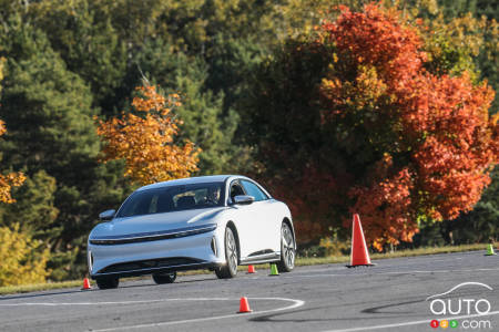 2023 Lucid Air Pure, being tested on the track