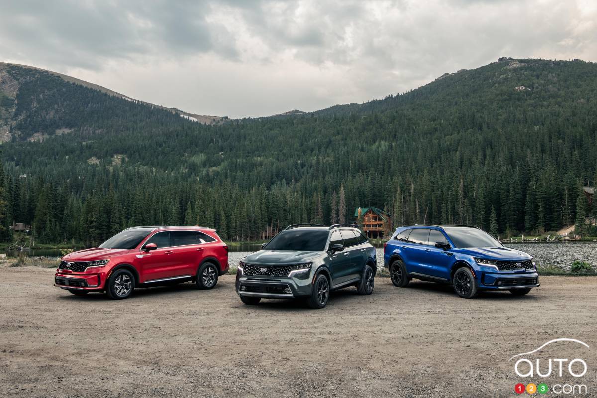 Trois variantes du Kia Sorento 2021