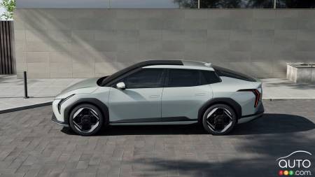 The Kia EV4 sedan, in profile