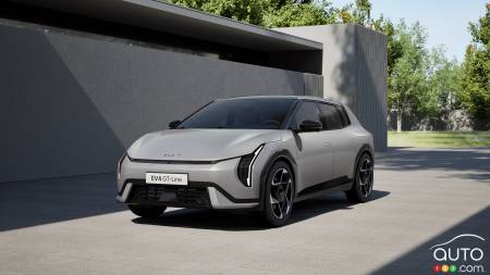 The Kia EV4 hatchback, front