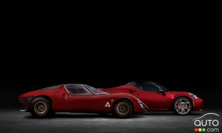 The 1967 Alfa Romeo 33 Stradale,  and the Alfa Romeo 4C 33 Stradale Tributo