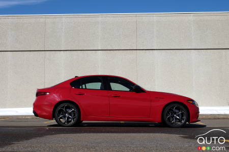 The 2023 Alfa Romeo Giulia Estrema, in profile