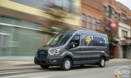 The 2022  Ford E-Transit, on the road