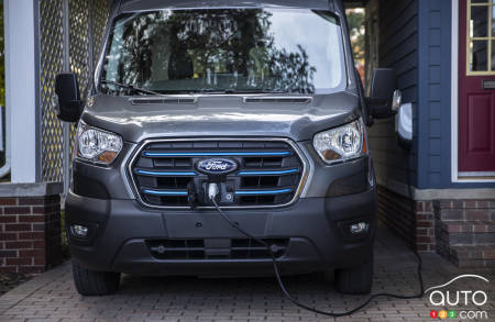 The 2022  Ford E-Transit, charging