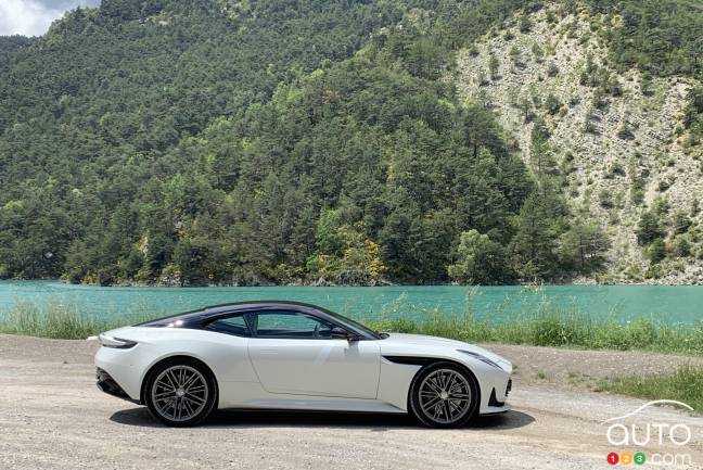 The new 2024 Aston Martin DB12 in profile