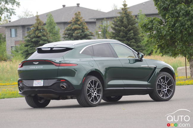 2021 Aston Martin DBX, three-quarters rear