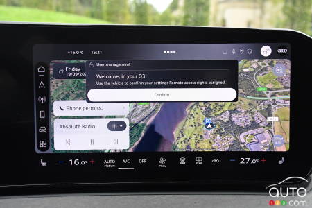 Écran d’infodivertissement de l'Audi Q3 2026
