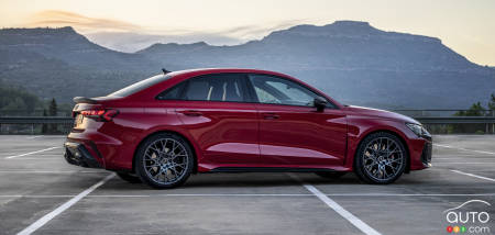 L’Audi RS 3 2025 (berline), de profil