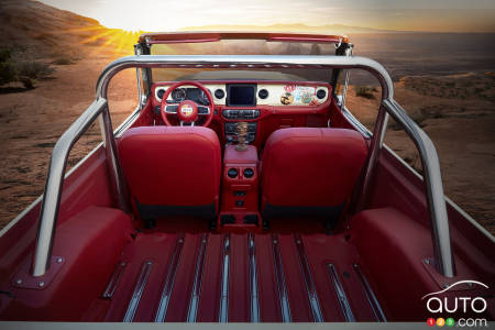 Jeepster Beach prototype, interior, from the rear