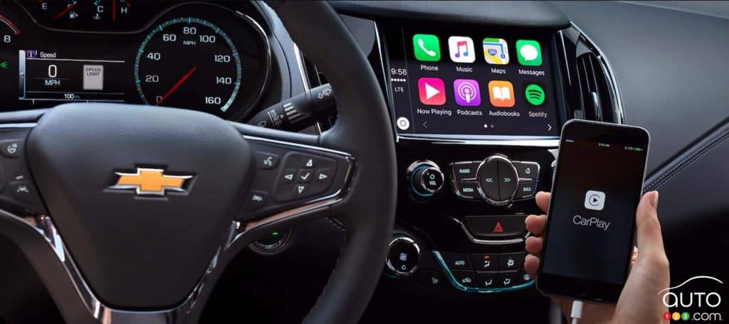 L'interface Apple CarPlay dans une Chevrolet Cruze