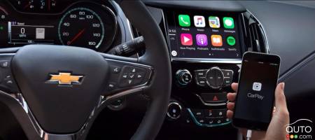 The Apple CarPlay interface in a Chevrolet Cruze