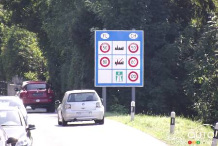 Speed limit signs, in Switzerland