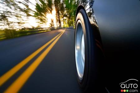 A Cooper Zeon tire, on the road