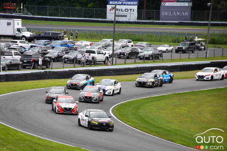 Nissan Sentras on the track at Lime Rock, in Connecticut