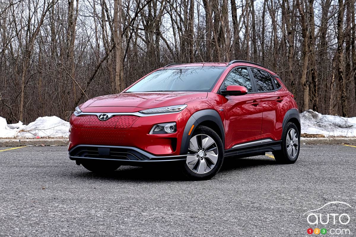 Hyundai Kona Électrique, trois quarts avant