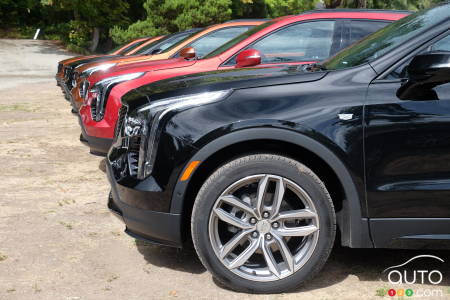 A row of Cadillac XT4s