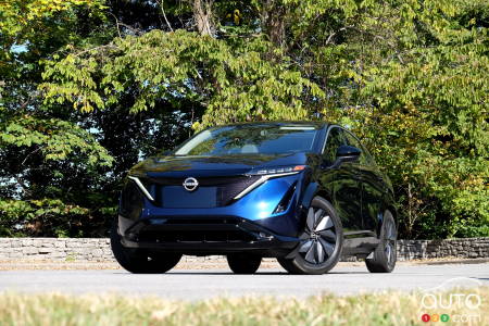 2023 Nissan Ariya, three-quarters front