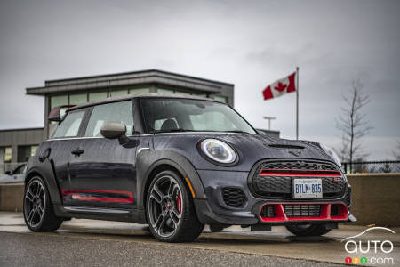 2020 Mini John Cooper Works GP, three-quarters front